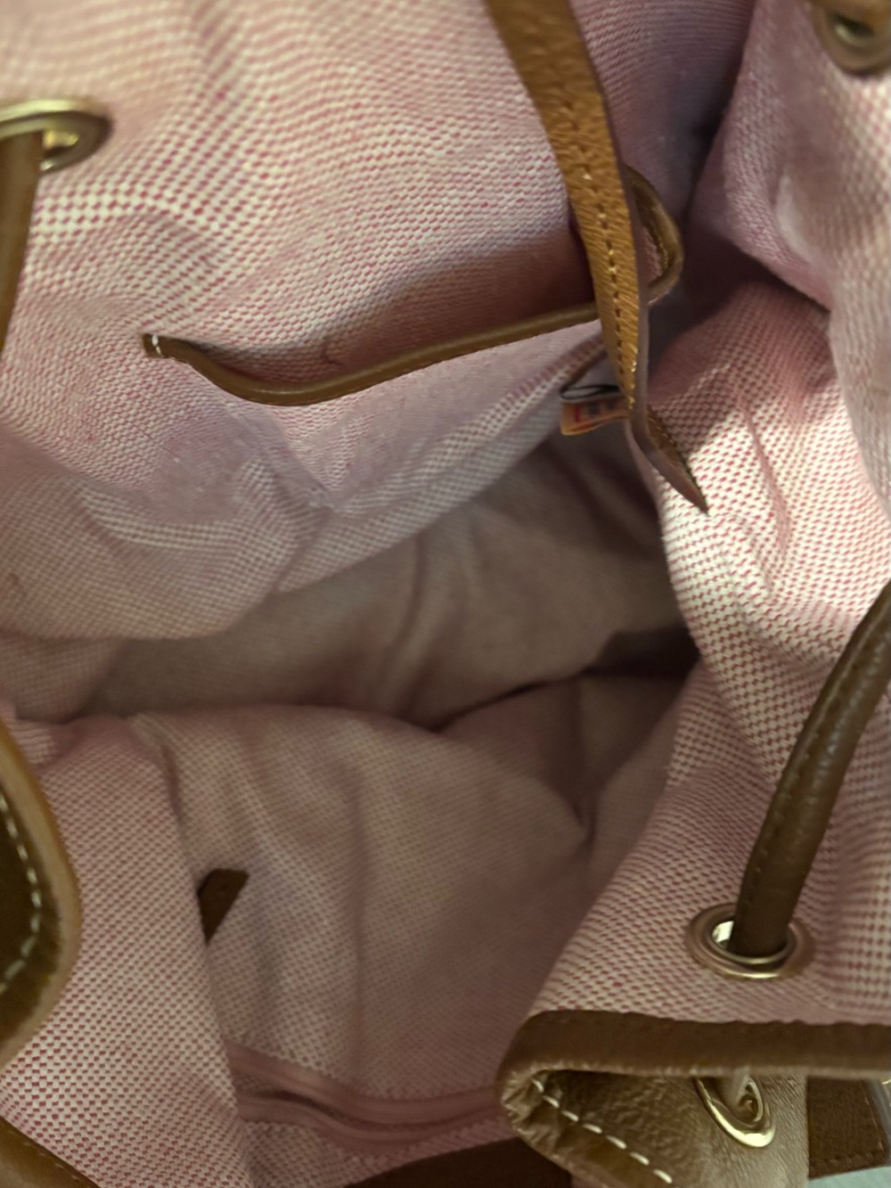 DOONEY& BOURKE Carmel Brown Pebble Grain Leather Drawstring Hobo Bucket Bag - Picture 9 of 14